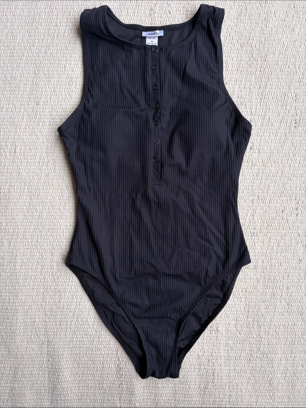 Andie Black Ribbed Malibu One-Piece